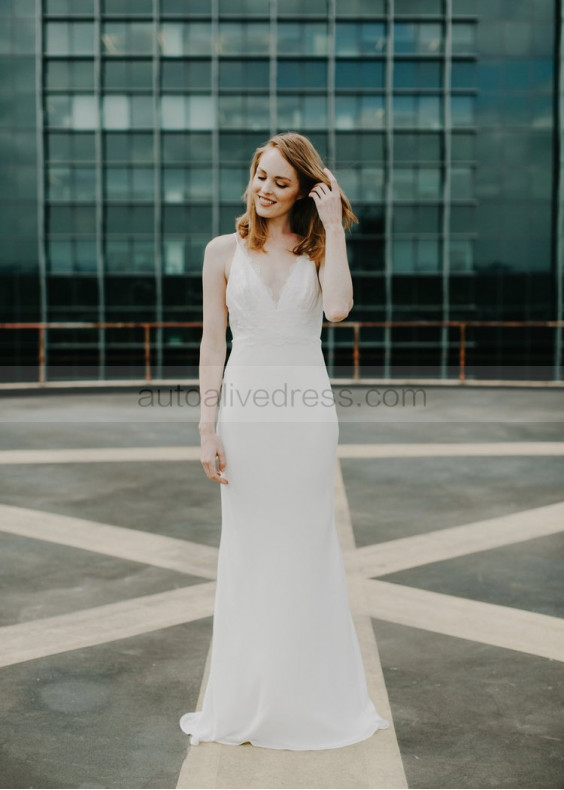 Ivory Lace Illusion Back Wedding Dress